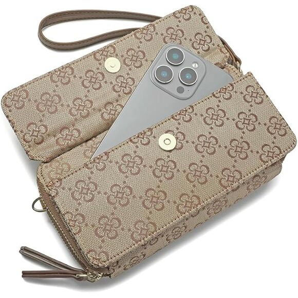 Women Jacquard Khaki Imported Faux Leather Crossbody With Phone Pocket Bags - Picture 3 of 4